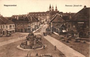Nagyszombat, Trnava; Ferenc József tér, Nagy Lajos utca / Franz Josef Square, Street corner, shops