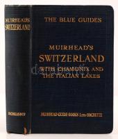 Findlay Muirhead: Switzerland with Chamonix and the Italian Lakes. The Blue Guides. London, 1923, Macmillan & Co, XIV+512 p. Kiadói aranyozott egészvászon kötés, festett lapélekkel. Térképekkel illusztrálva. Angol nyelven. / Cloth binding, in english language.