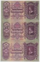 1930. 100P (3x) közte 2db sorszámkövető és 1db közeli sorszám + 1946. 1.000.000.000MP (2x) T:II,I-