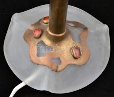 Asztali többrétegű üveglámpa, réz rátéttel, jelzés nélkül, zsűrizett (Képcsarnok), apró kopásnyomokk...