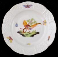 Herendi hiányos madaras készlet, kézzel festett, jelzett , kopott aranyozás, d:12 cm, d:25,5 cm,