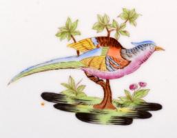 Herendi hiányos madaras készlet, kézzel festett, jelzett , kopott aranyozás, d:12 cm, d:25,5 cm,