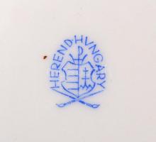 Herendi hiányos madaras készlet, kézzel festett, jelzett , kopott aranyozás, d:12 cm, d:25,5 cm,