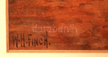 Walter Hood Finch (1817-1892): Stradford up Avon utcarészlet. Akvarell, papír, jelzett, üvegezett ke...