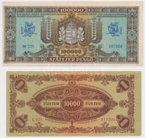 1945. 10.000P "MNB" bélyeggel + 1945. 100.000P + 1945. 1.000.000P + 1946. 100.000.000P T:I...
