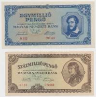 1945. 10.000P "MNB" bélyeggel + 1945. 100.000P + 1945. 1.000.000P + 1946. 100.000.000P T:I...