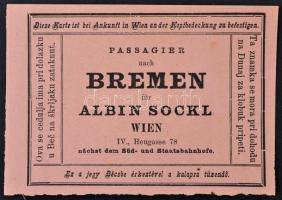 cca 1900 Brémai címjegy reklám Albin Sockl