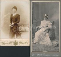 cca 1906 Vindornyalaki Hertelendy Mária és Nelly, 2 db keményhátú fotó, 17x11 és 21x11 cm