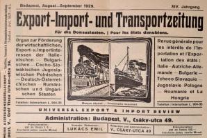 1929 Budapest Export-Import und Transportzeitung für die Donaustaaten