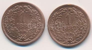 1886-1887KB 1kr Cu "Középcímer" (2x) T:2-