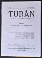 1922 A Turán c, folyóirat. I. évnegyedi száma. 68p. felvágatlan, szép állapotban