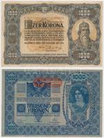 1902. 1000K "DEUTSCHÖSTERREICH" felülbélyegzéssel + 1920. 1000K T:III Adamo K35B, K36