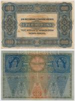 1902. 1000K "DEUTSCHÖSTERREICH" felülbélyegzéssel + 1920. 1000K T:III
Adamo K35B, K36