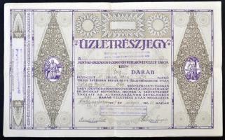 Körösnagyharsány 1927. "Körösnagyharsányi Hitelszövetkezet mint az Országos Központi Hitelszövetkezet tagja" üzletrészjegye 10P-ről szelvényekkel T:III