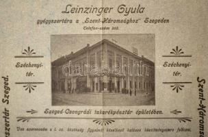 cca 1910 Lenzinger Gyula szegedi Szentháromság gyógyszertára reklámnyomtatványa