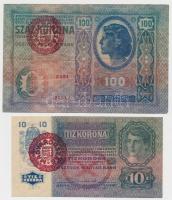 1902. 1000K + 1912. 100K + 1915. 10K mindhárom piros "MAGYARORSZÁG" körbélyegzéssel T:III,...