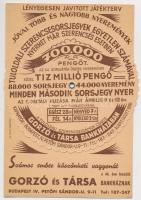 Budapest 1938. "Gorzó és Társa Bankház" szerencsekerék T:I-