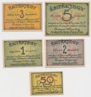 Nagyszőllős 1919. 50f + 1K + 2K + 3K + 5K "Ugocsai Világítási Rt." értékjegyek eredeti bor...