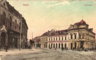 Siklós, Pécsi utca, Fürst Gyula kereskedése, Otthon kávéház; Feiler Mariska kiadása