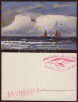 1920 Használatlan Balaton-képeslap A "Belügy. Eng. Alapján Honszeretet javárat" Ára 10000 Kor. Piros. turulos bélyegzéssel