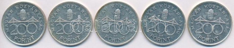 1992. 200Ft "MNB" (5x) T:2 kis ph., kis patina
Adamo F13