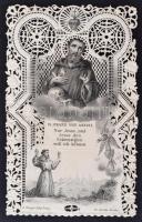 cca 1880-1900 Assissi Szent Ferenc csipke szentkép, 10x6cm