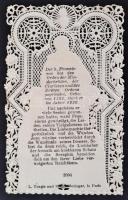 cca 1880-1900 Assissi Szent Ferenc csipke szentkép, 10x6cm