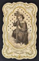 cca 1880-1900 Csipke szentkép, hibátlan, 11x7cm