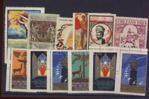 1912-1925 12db külföldi díszes kiállítási levélzáró