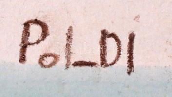 Poldi jelzéssel: Orgonák. Gouache, papír, 40×50 cm