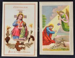 cca 1900-20 Vegyes, régi, eredeti szentföldi virágokkal díszitett szentkép tétel, 10db, különböző mé...
