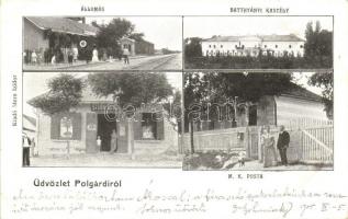 Polgárdi, Vasútállomás, Batthyány-kastély, Stern Izidor kereskedése, posta; kiadja Stern Izidor