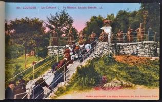 cca 1900-20 Souvenir de Lourdes Les Stations da Calvarie képeslap album, hiánytalan, 13db-os, 8x15cm