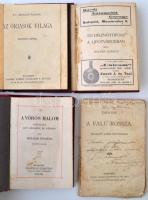 5 db könyv-Antal Iván: Visszavárók. Bp., 1923, sajtótanfolyam Kísérleti Nyomdája; Molnár Ferenc: A vörös malom. Bp., Franklin; Molnár Ferenc: Disznótor a Lipótvárosban; Ifj. Hegedüs Sándor: Az óriások világa. Bp., Lampel Róbert; Tóth Ede: A falu rossza. Kötetenként változó kötésben és állapotban.