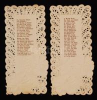 cca 1880-1900 Litho csipke szentképek, 2db, hibátlan, 11x5cm / circa 1880-1900 Litho rose sacred ima...