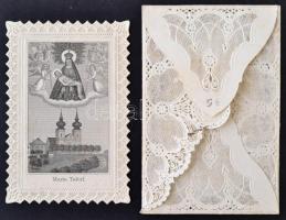 cca 1880-1900 Csipke szentkép borítékkal, 2db, hibátlan, 11x7cm / circa 1880-1900 sacred images with envelopes, in good condition, 11x7cm