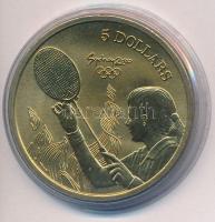 Ausztrália 2000. 5$ "Olimpiai érmegyűjtemény - Tollaslabda" a sorozat 14. számú darabja, tok nélkül  T:1 Australia 2000. 5 Dollars "Olympic Coin Collection - Badminton" No. 14 of the set, without case C:UNC