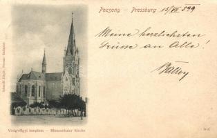 1899 Pozsony, Pressburg, Bratislava; Virágvölgyi templom, kiadja Schmidt Edgar / church