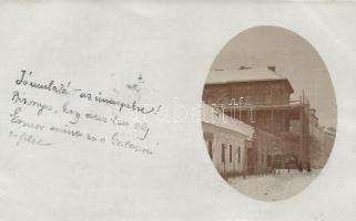 1899 Kalocsa, Katolikus legényegylet, építkezés télen, photo
