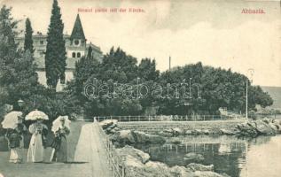 Abbázia, Abbazia, Opatija; Tengerpart, templom, kaidja Divald Károly / shore, church (ázott sarok / wet corner)