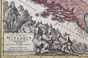 cca 1700 Nova et accurata Hungariae cum adiacentibus Regnis et Principatibus Tabula aeri incisa et v...
