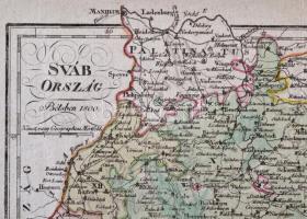 1800 Berken János - Joan Winter: Sváb ország térképe. Színezett rézmetszet. Szép állapotban / 
1800...