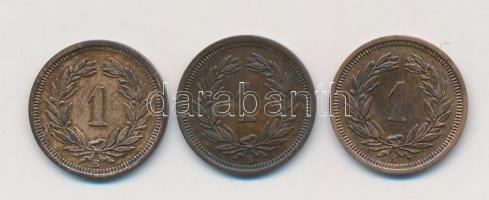 Svájc 1917B,1918B,1919B 1r Br (3x) T:1,1- Switzerland 1917B,1918B,1919B 1 Rappen Br (3x) C:UNC,AU