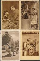 15 db MODERN, 1950-es évekbeli romantikus pár motívumos képeslap, vegyes minőségben / 15 modern 1950s romantic couples motive postcards, mixed quality