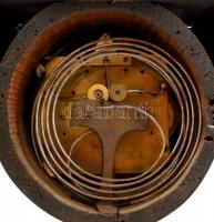 XIX. sz. közepe: Nagyméretű biedermeier zenélő asztali óra, alabástrom oszlopokkal. A zenélő szerkez...