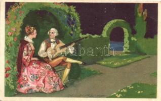 Italian art postcard, romantic couple, Degami 1062. s: Mauzan