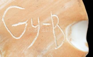 Jelzett (GY.B) mázas kerámia figura, kézzel festett, hibátlan, m:19 cm