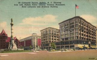 Buffalo, Lafayette Square, public library, soldiers monument, hotel (EB)