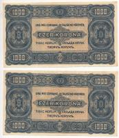1923. 1000K nyomdahely jelölés nélkül és "8 FILLÉR - NYOLC FILLÉR" felülnyomással (2x) sor...