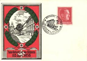 1938 Adolf Hitler, Geburtstag des Führers / Hitler's birthday anniversary postcard So. Stpl